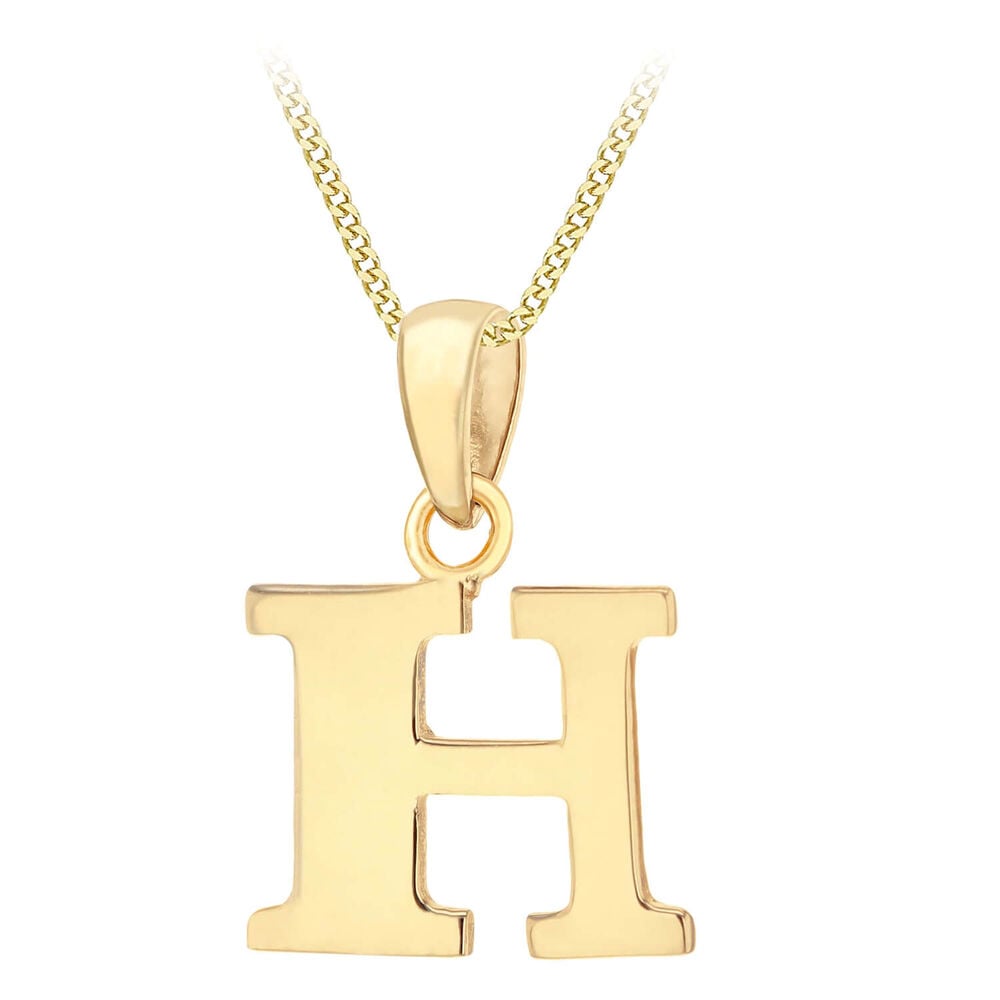 9ct Yellow Gold Plain Initial H Pendant (Special Order) (Chain Included) image number 0