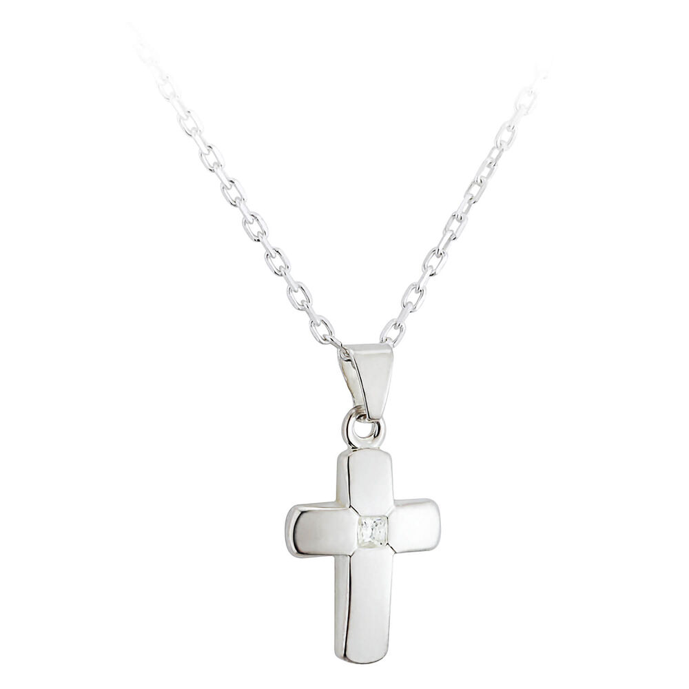 Sterling Silver Cross Pendant (Chain Included) image number 0