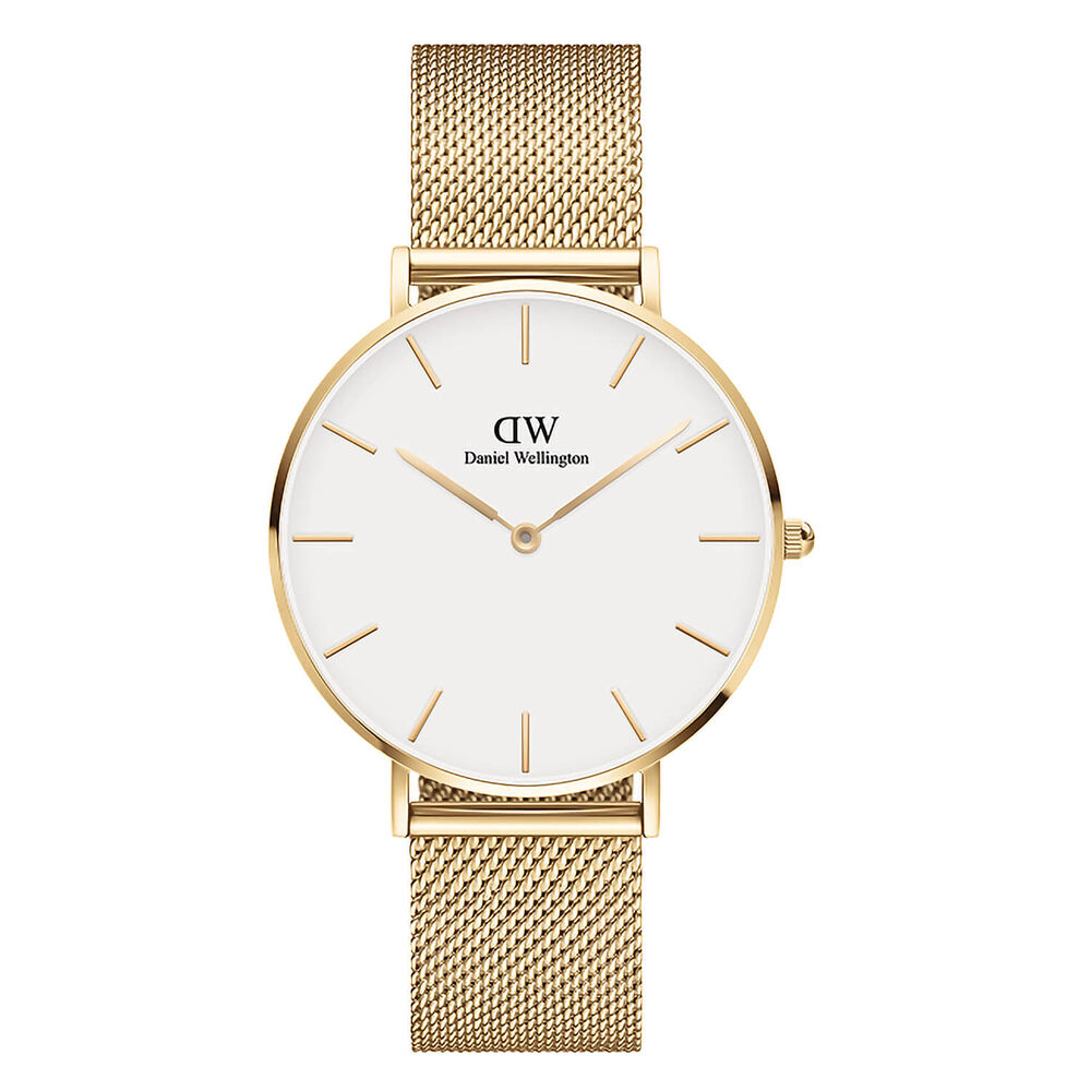 Daniel Wellington Petite Evergold 36mm White Dial Yellow Gold PVD Steel Mesh Bracelet Watch image number 0
