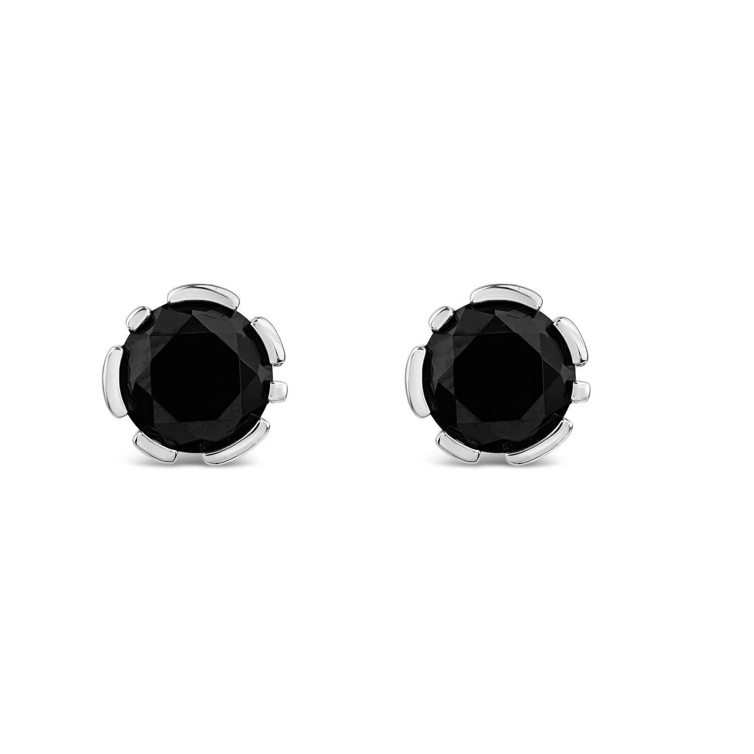 Silver stud earrings with black stone sale