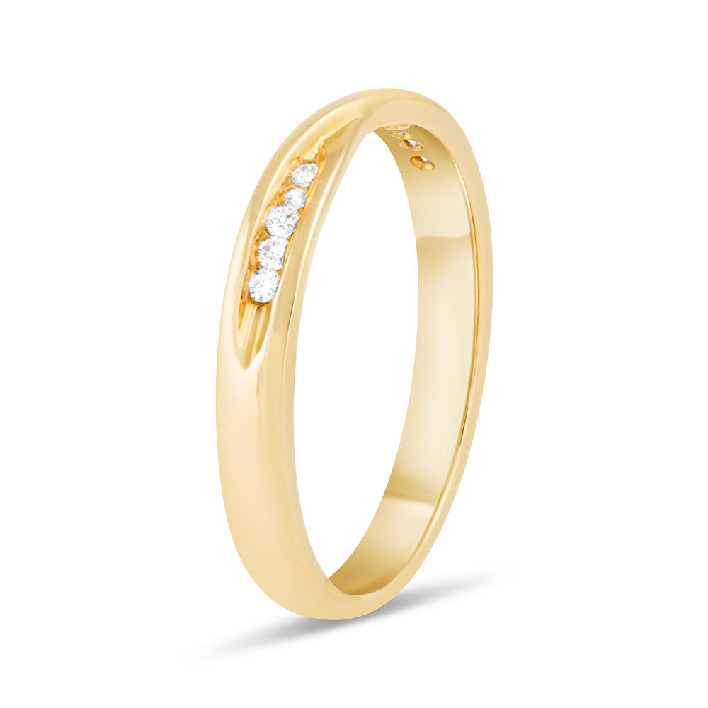 9ct Yellow Gold Shaped Diamond 3mm Wedding Ring image number 3