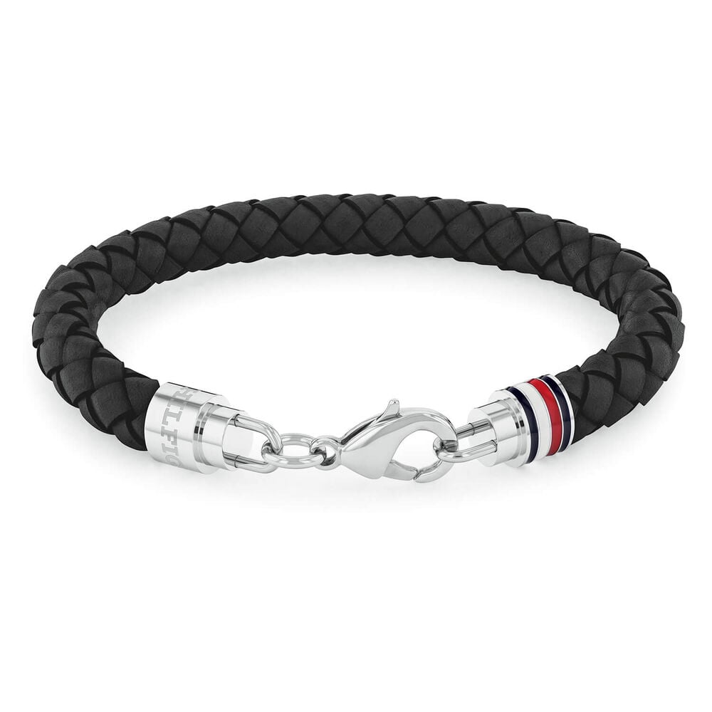 Tommy Hilfiger Iconic Black Braided Leather Bracelet