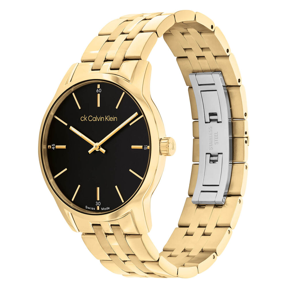 Calvin Klein Timeless Dressed 32mm Black Dial Yellow Gold Plated Bracelet Watch image number 2