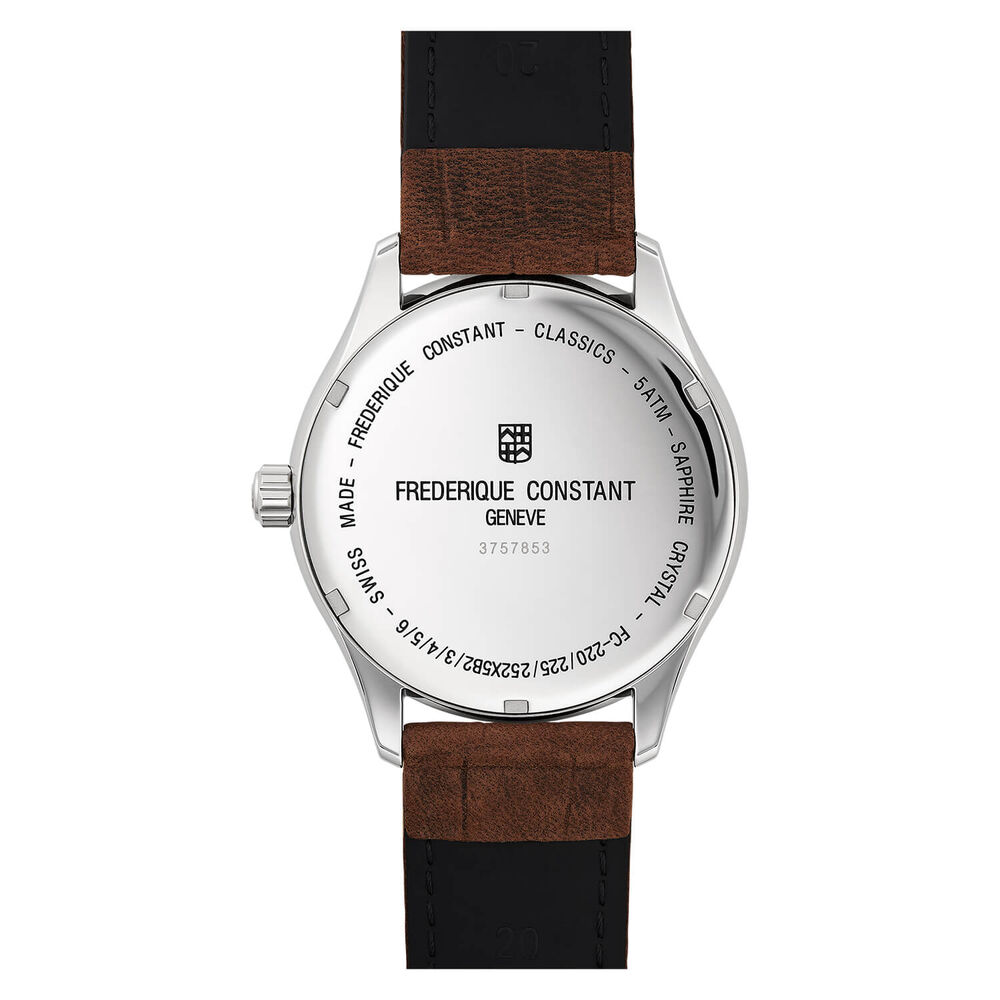 Frederique Constant Index Quartz Silver Dial Steel Case Brown Strap Watch image number 3