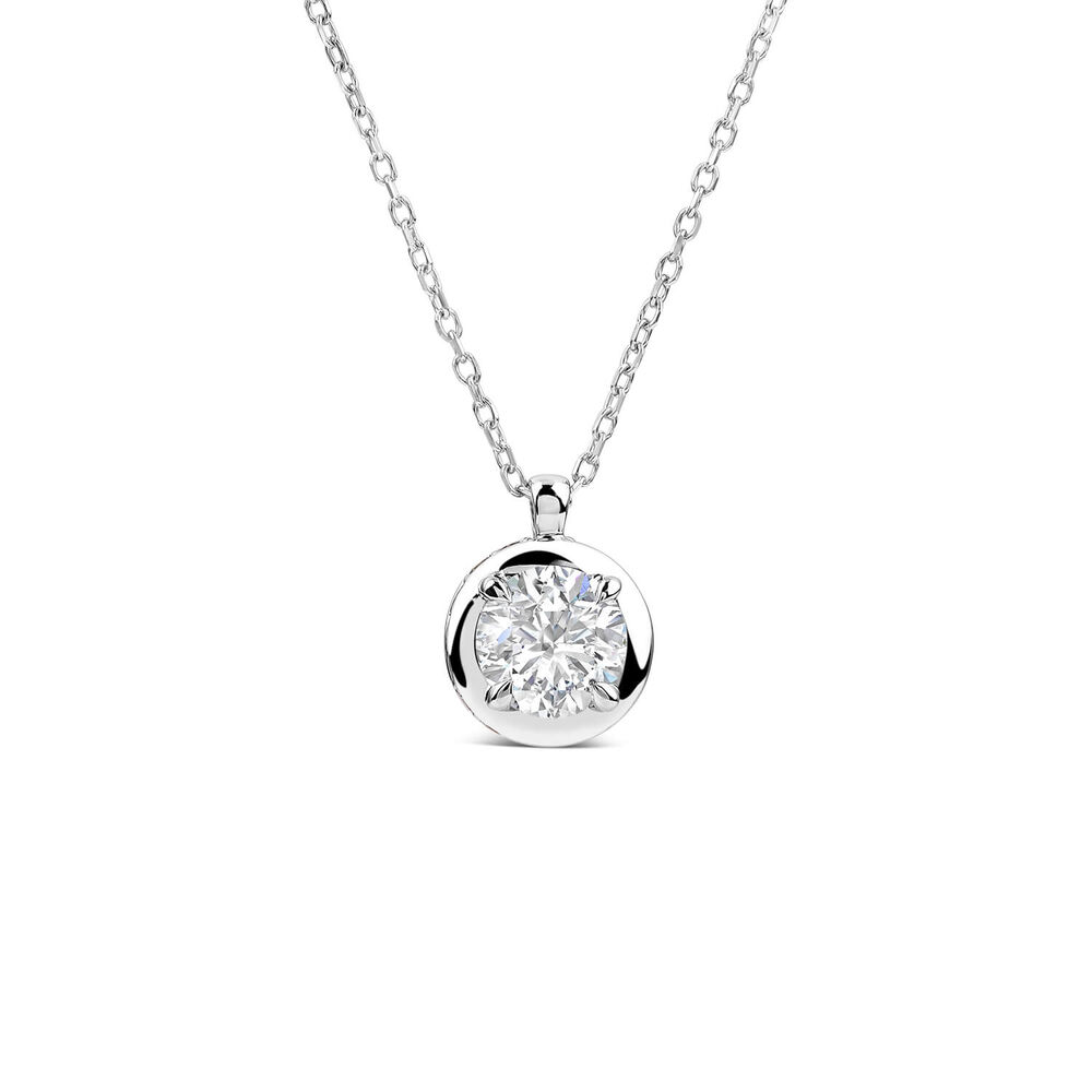 Born Orbit 9ct White Gold Lab Grown 0.82ct Round Diamond Pendant