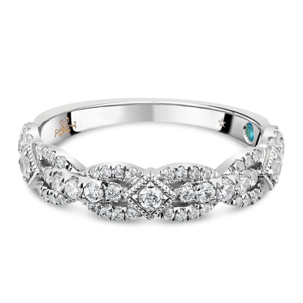 Kathy De Stafford 18ct White Gold 0.50 Carat Diamond Interlocking Pave Ring image number 2