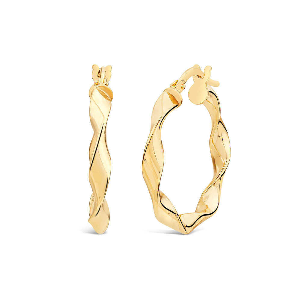 9ct Yellow Gold Twist 20mm Hoop Earrings