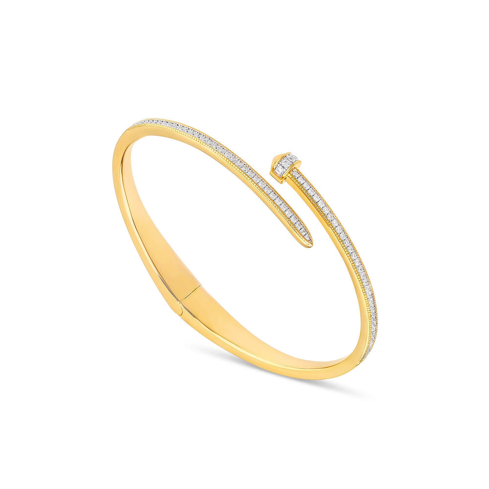 Yellow Gold Plated Cubic Zirconia Nail Bangle