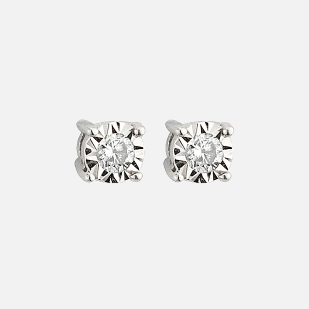 9ct White Gold Illusion 0.07ct Diamond Stud Earrings