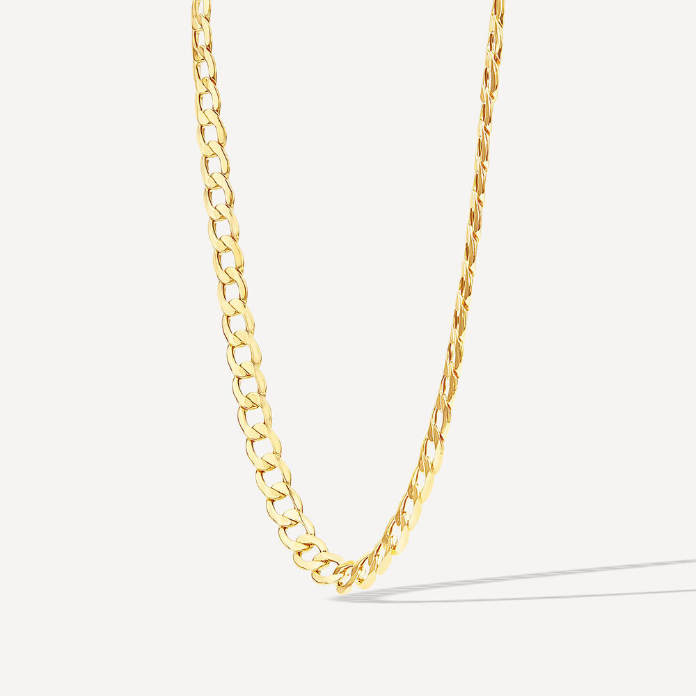 9ct Yellow Gold Six Sided Diamond Cut 20'' Curb Chain Necklace image number 1