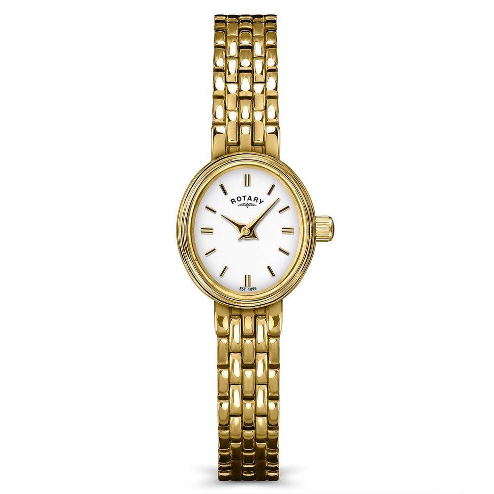 Rotary Cocktail 18mm White Dial Gold Plated Stainless Steel Bracelet Watch
