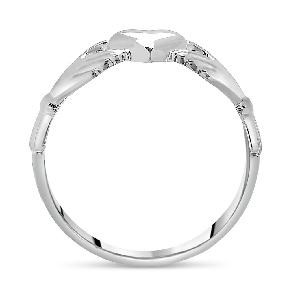 Sterling Silver Puffed Heart Gents Extra Heavy Claddagh Ring image number 2