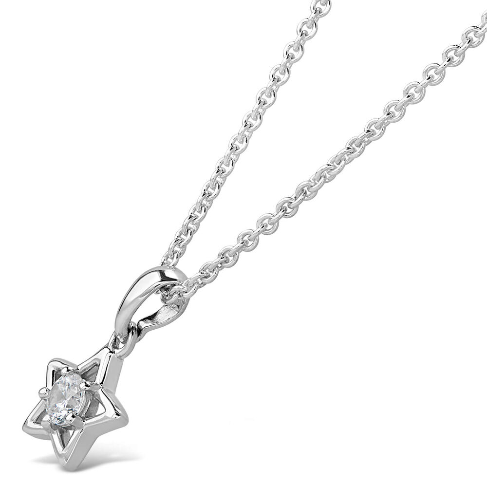 Little Treasure Sterling Silver Cubic Zirconia Open Star Pendant (Chain Included) image number 1