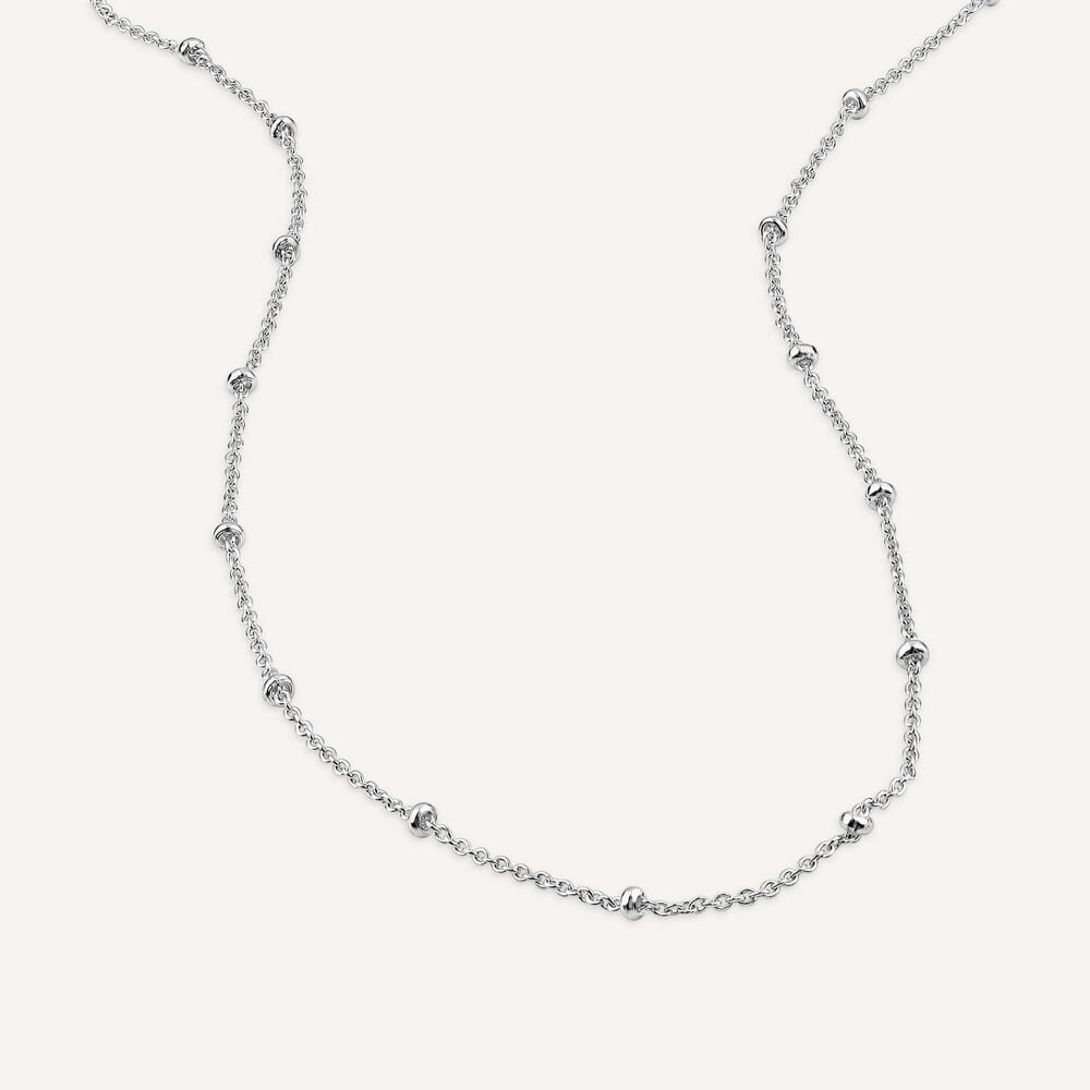 Sterling Silver Beaded Trace Chain Necklace image number 3