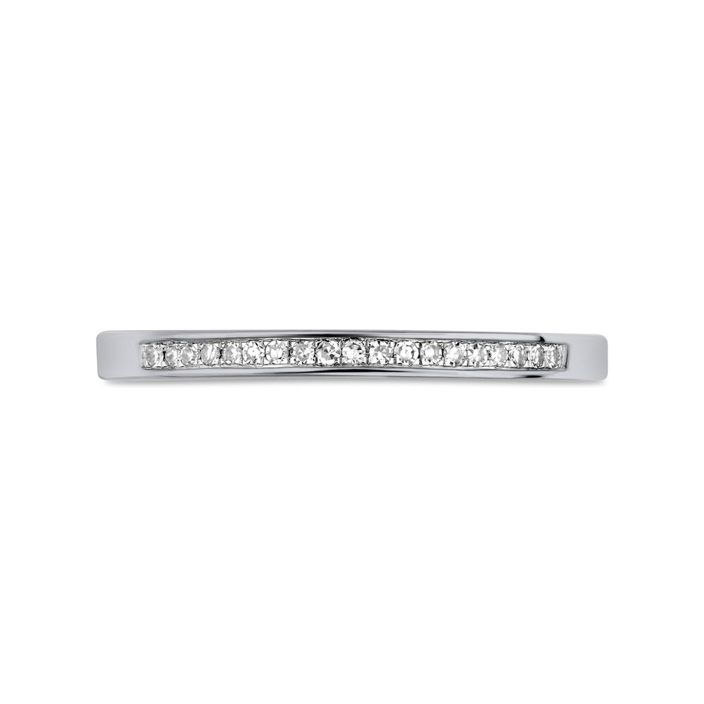 9ct White Gold 0.04ct Diamond Channel Wedding Band image number 1