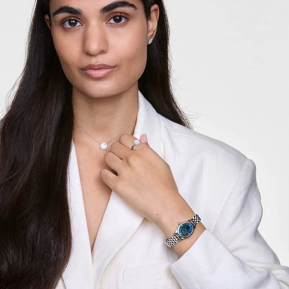 Daniel Wellington Ophelia Mini Arctic Silver 22x25.5mm Blue Dial Steel Bracelet Watch image number 4