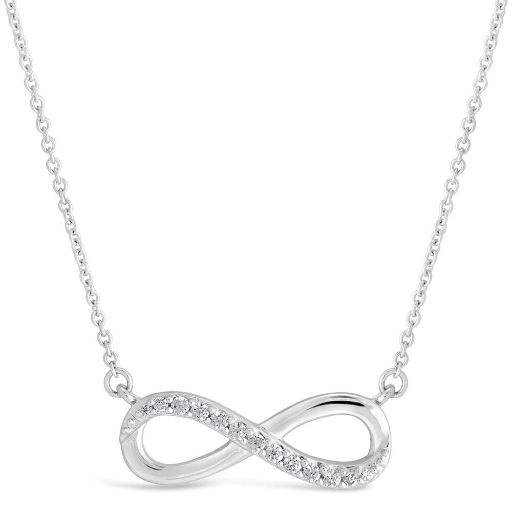9ct White Gold Cubic Zirconia Infinity Necklace