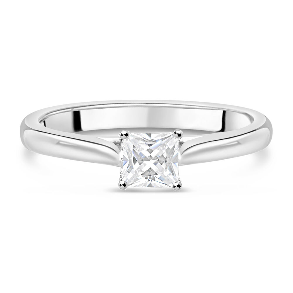 Platinum 0.40ct Princess Diamond Orchid Setting Ring image number 4