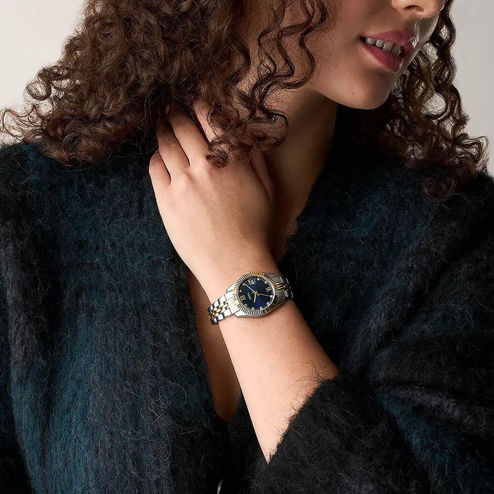 Fossil Scarlette 32mm Blue Dial Two Tone Stainless Steel Bracelet Watch image number 4