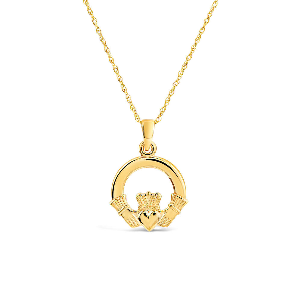 9ct Yellow Gold Plain Claddagh Pendant image number 0