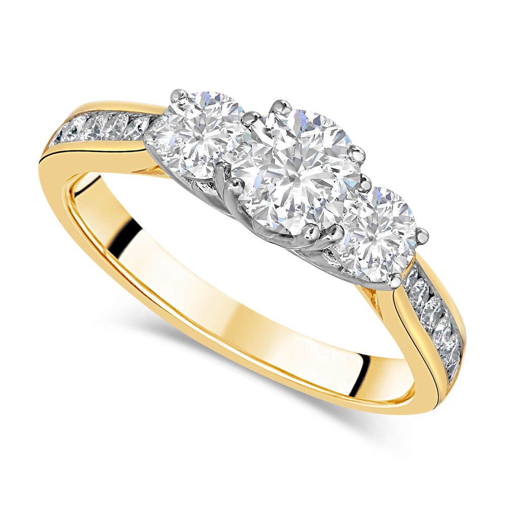18 Carat Yellow Gold 3 Stone Diamond Channel 1.00ct Ladies Ring