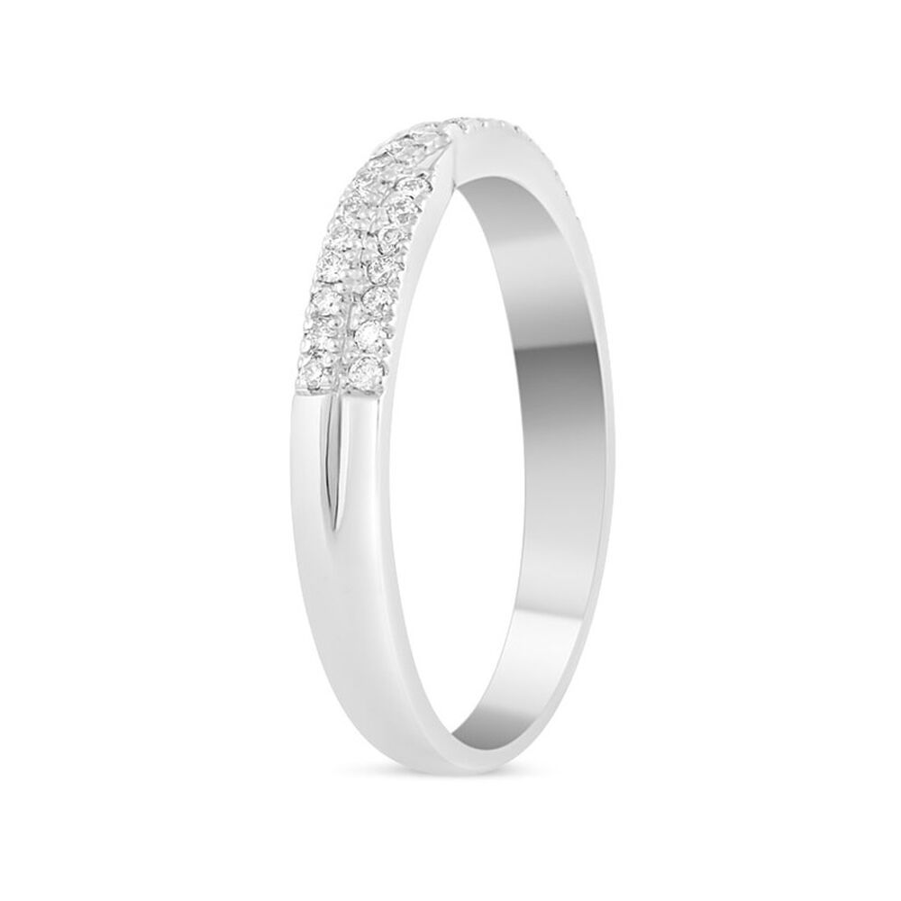 Ladies' 18ct White Gold 0.17 Carat Diamond Crossover Shaped Wedding Ring image number 3