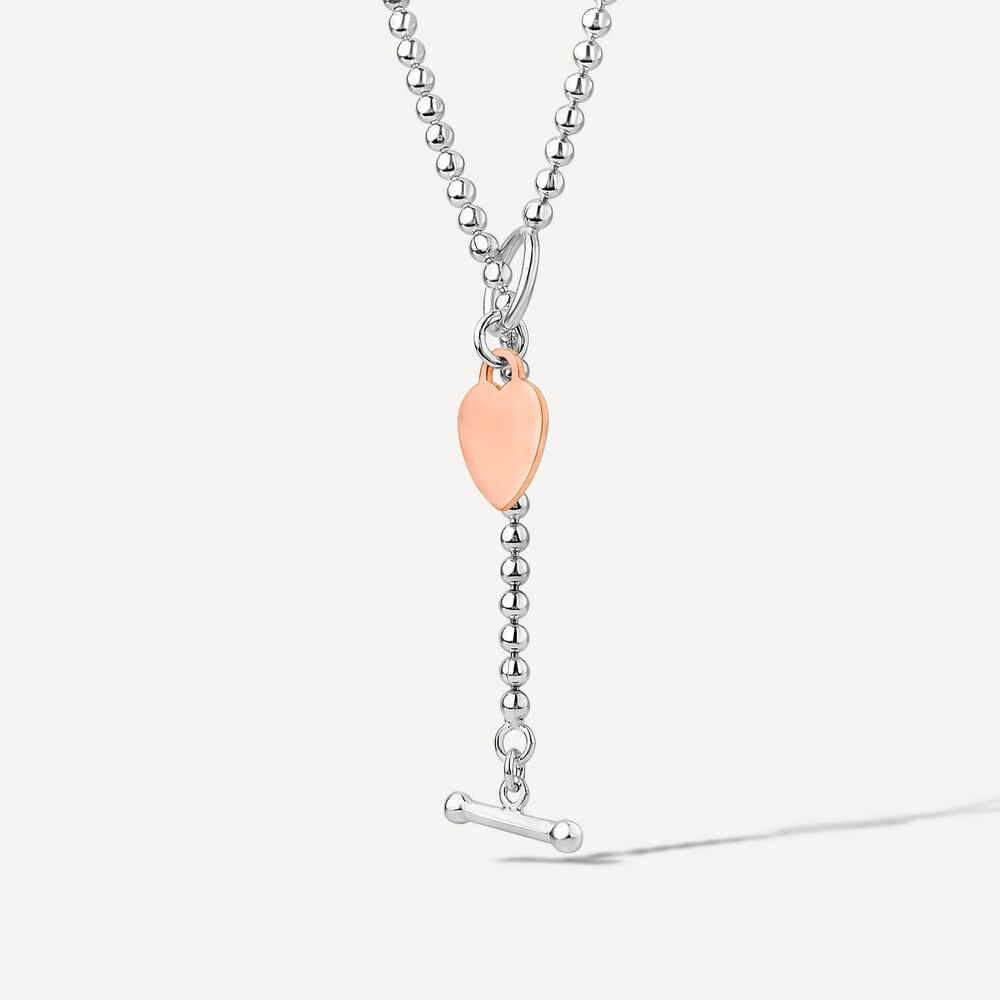 Sterling Silver & Rose Gold Plated Tiffany Heart T-Bar Necklet