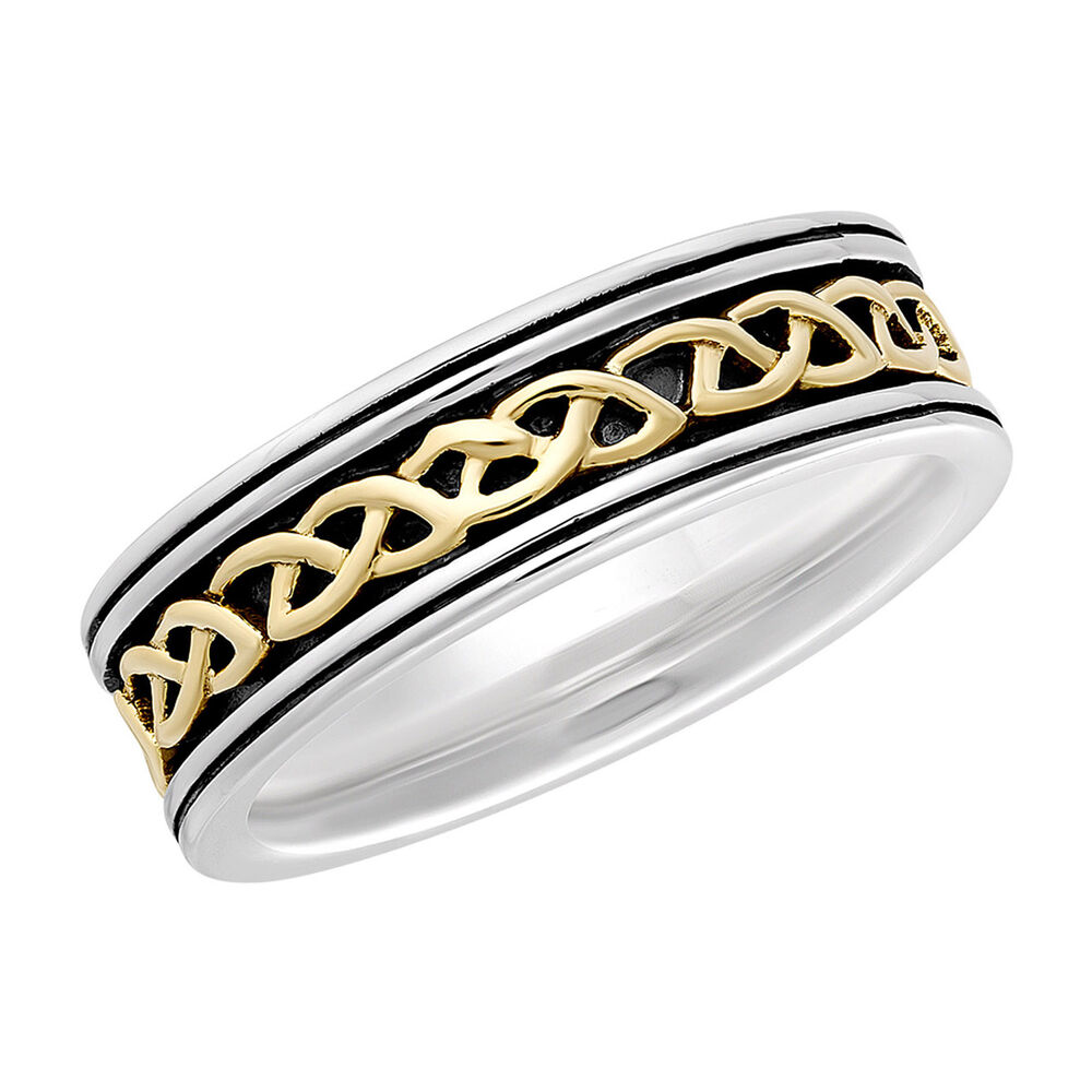 Solvar 9ct Yellow Gold & Sterling Silver Celtic Ring