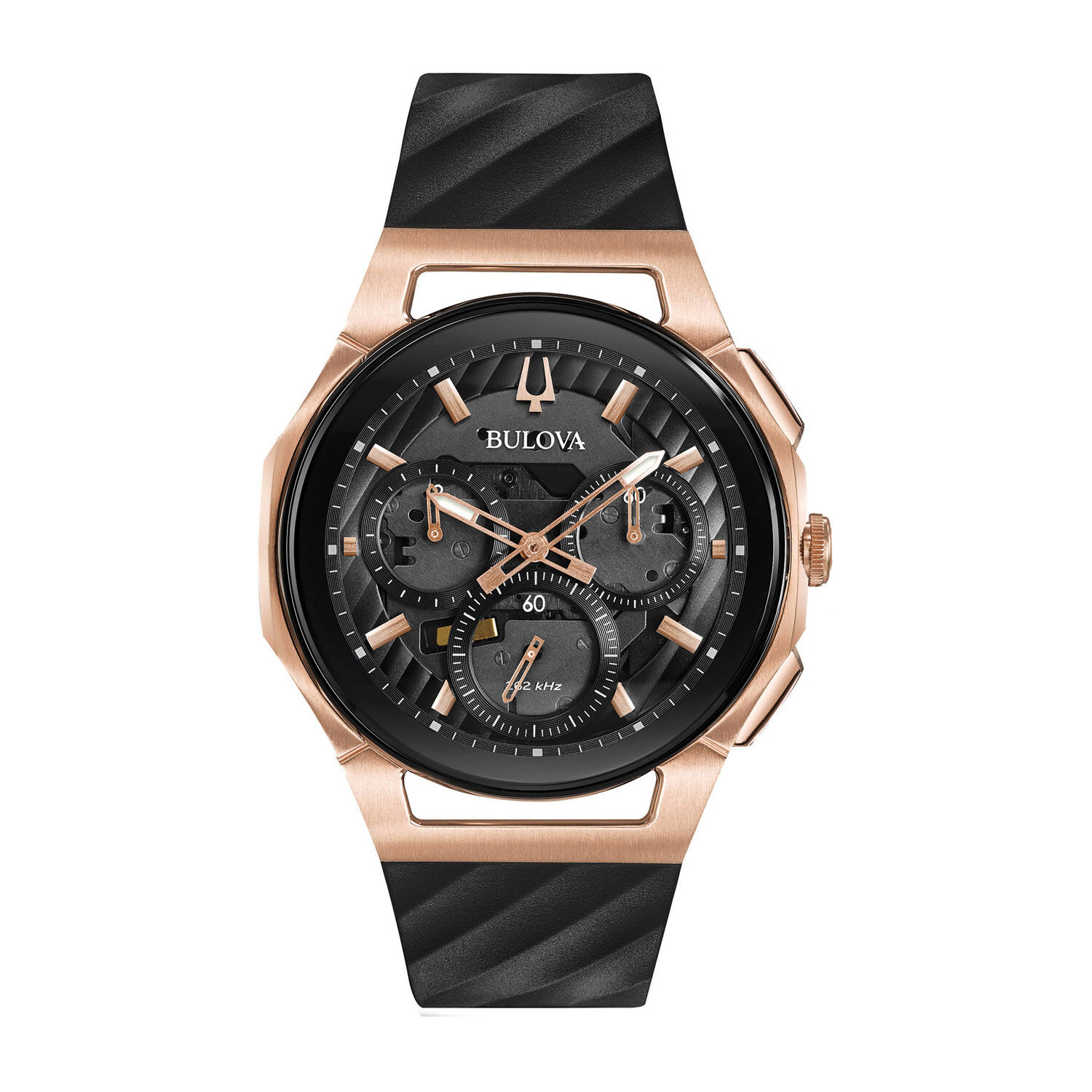 Bulova men's rubber strap watch top