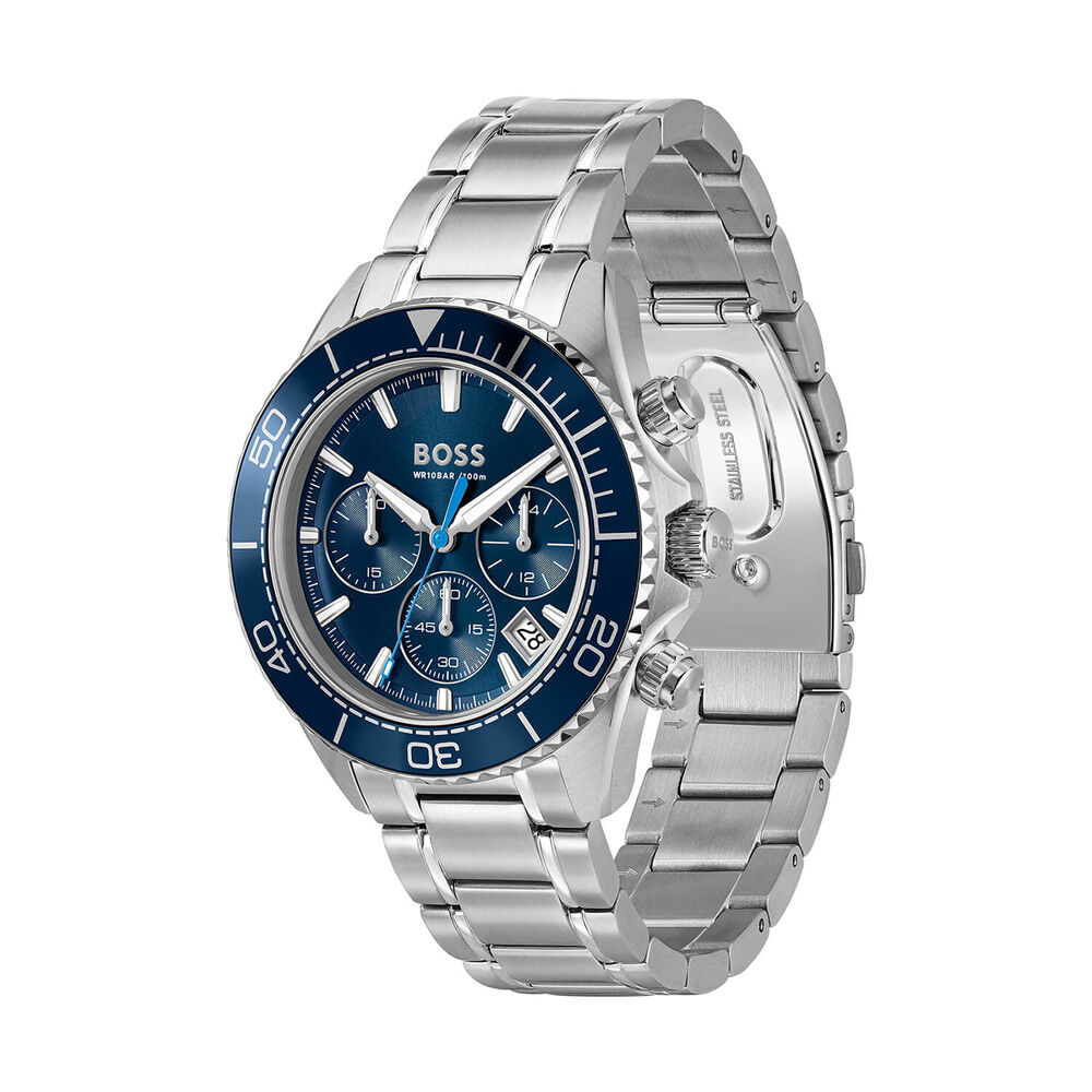 BOSS Sealiner 44mm Blue Dial Stainless Steel Bracelet Chronograph Watch image number 2