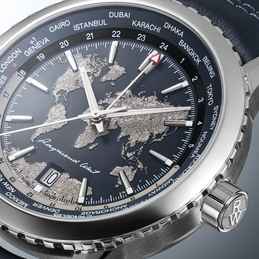 Raymond Weil Freelancer World-Traveller Limited Edition 40mm Blue Dial Leather Strap Watch