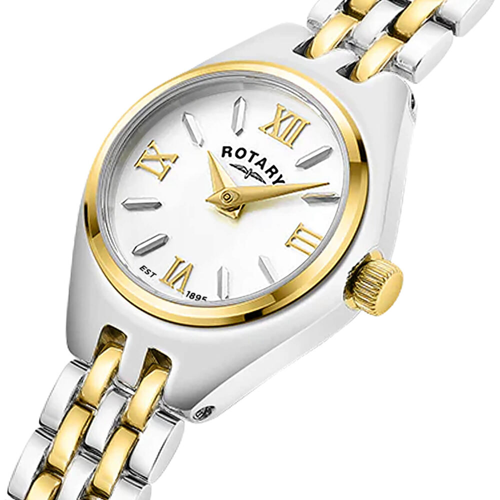 Rotary Cocktail 20mm White Dial Silver & Gold Plated Stainless Steel Bracelet Watch
