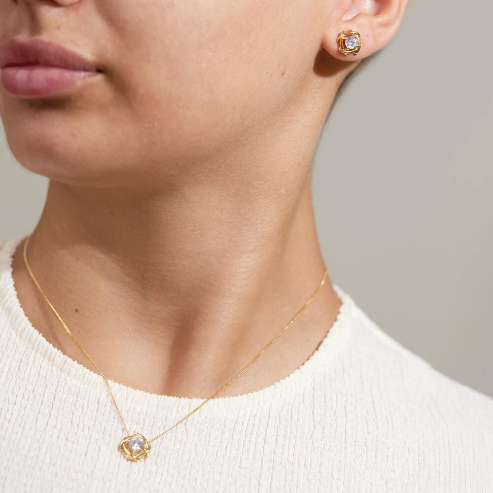 9ct Yellow Gold 1.00ct Lab Grown Entwined Love Knot Stud Earrings image number 5