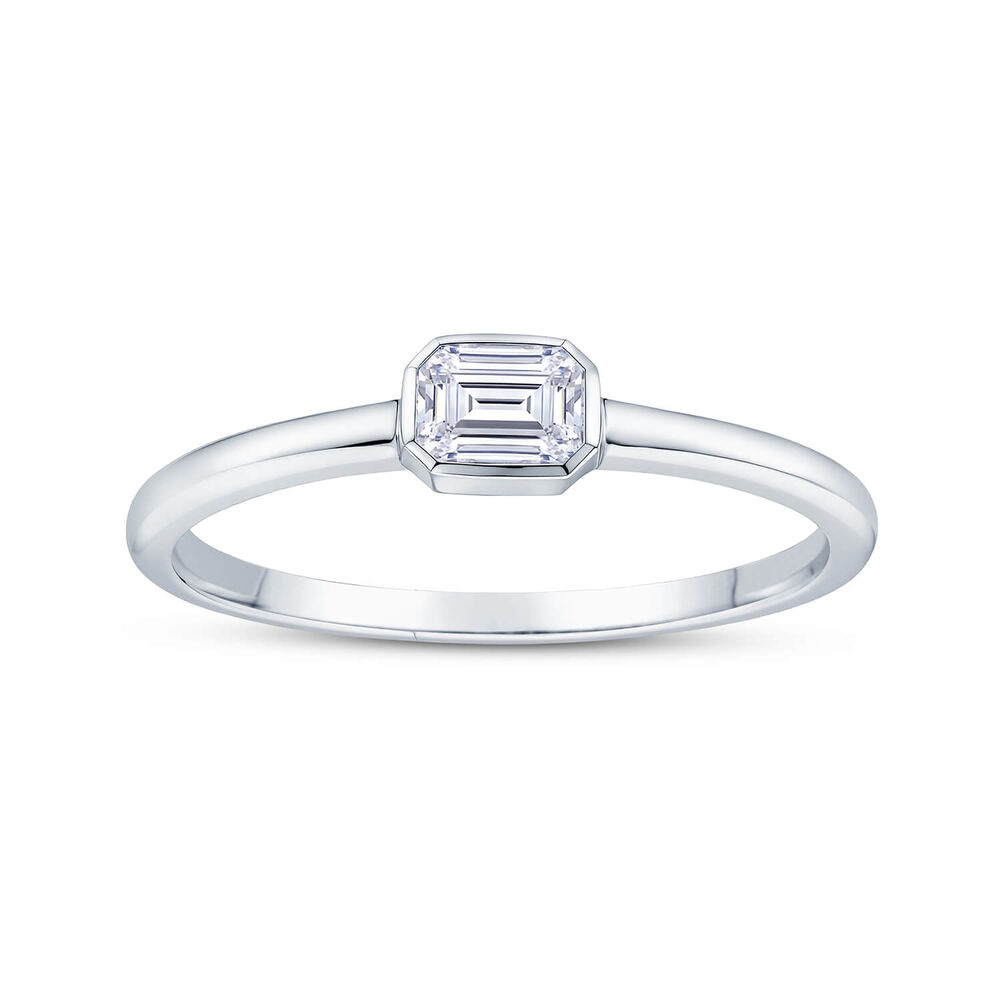 Born Contour 9ct White Gold 0.25ct Emerald Lab Grown Diamond Bezel Set Ring