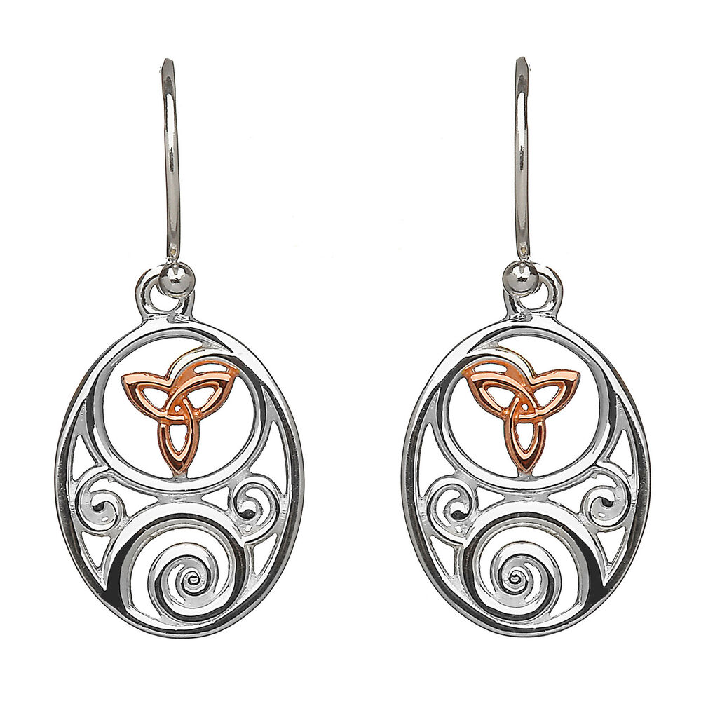 House of Lor 9ct Irish Gold Trinity Knot Sterling Silver Celtic Earrings
