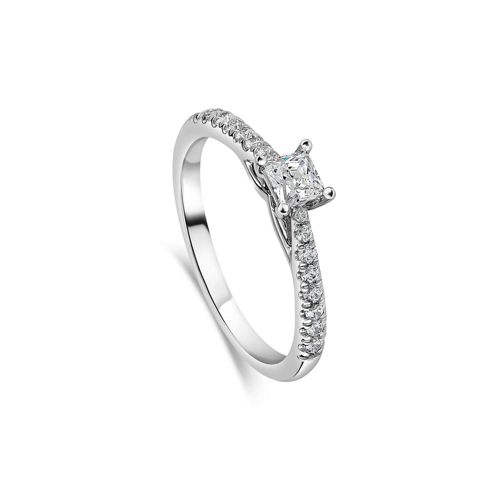 The Orchid Setting Platinum Princess 0.50ct Diamond Shoulders Engagement Ring