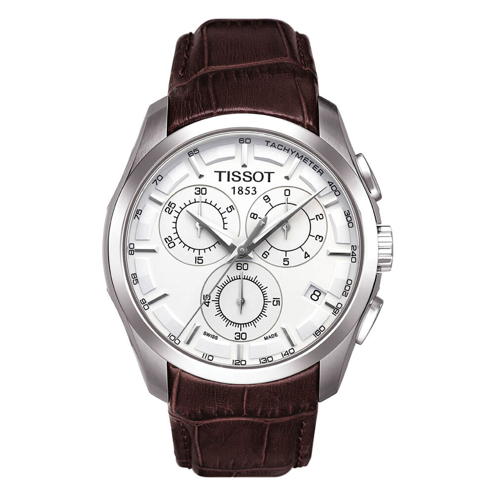 Pre-Owned Tissot Couturier 41mm White Dial Brown Leather Strap Watch