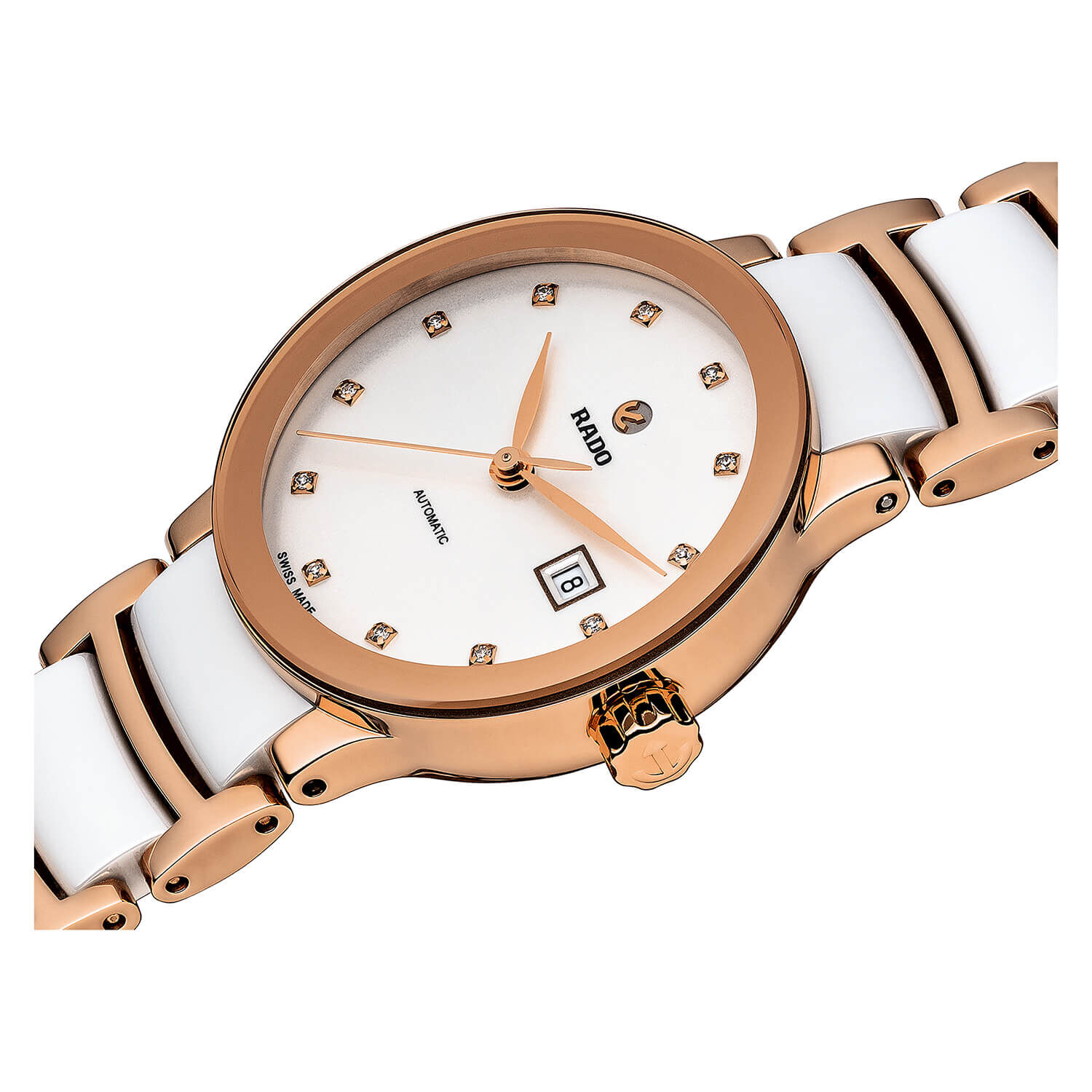Rado Centrix Automatic Diamond Set Rose Gold Ceramic Watch