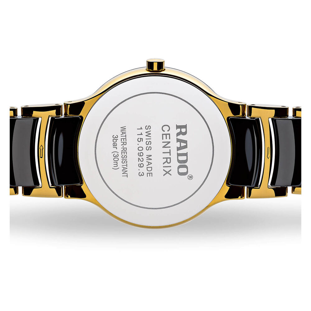 Rado Centrix Jubile Black Diamond Dot Dial Gold/Black Ceramic Bracelet image number 2