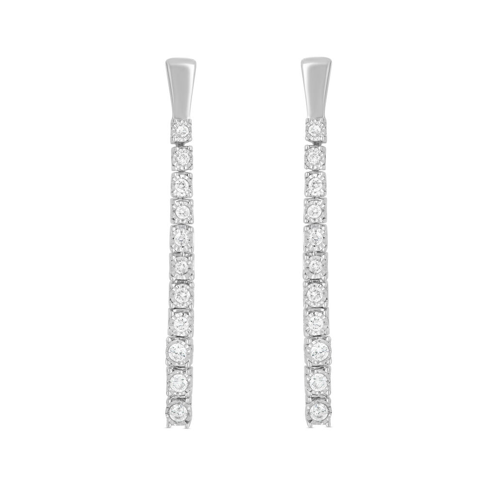 9ct White Gold 0.25ct Diamond Bar Drop Earrings image number 0