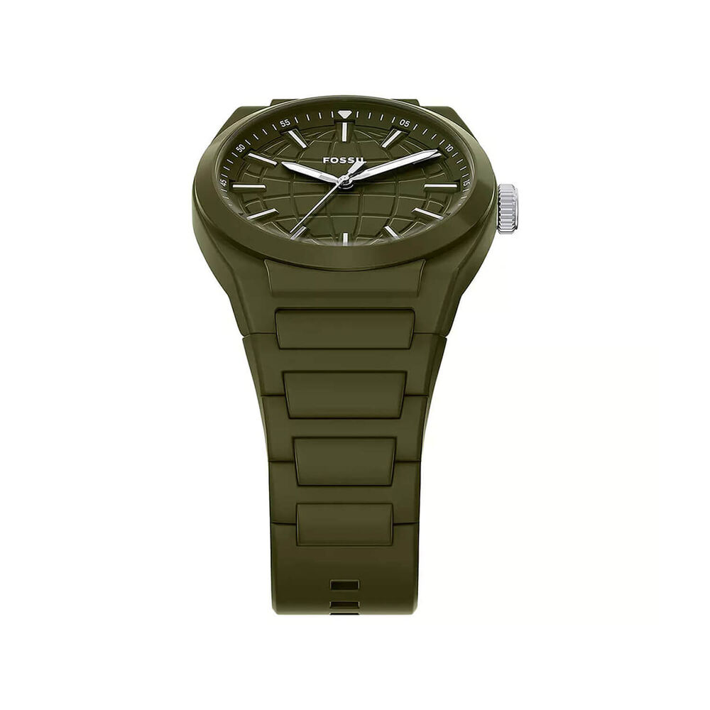 Fossil Everett 42mm Olive Green Dial & Silicone Strap Watch