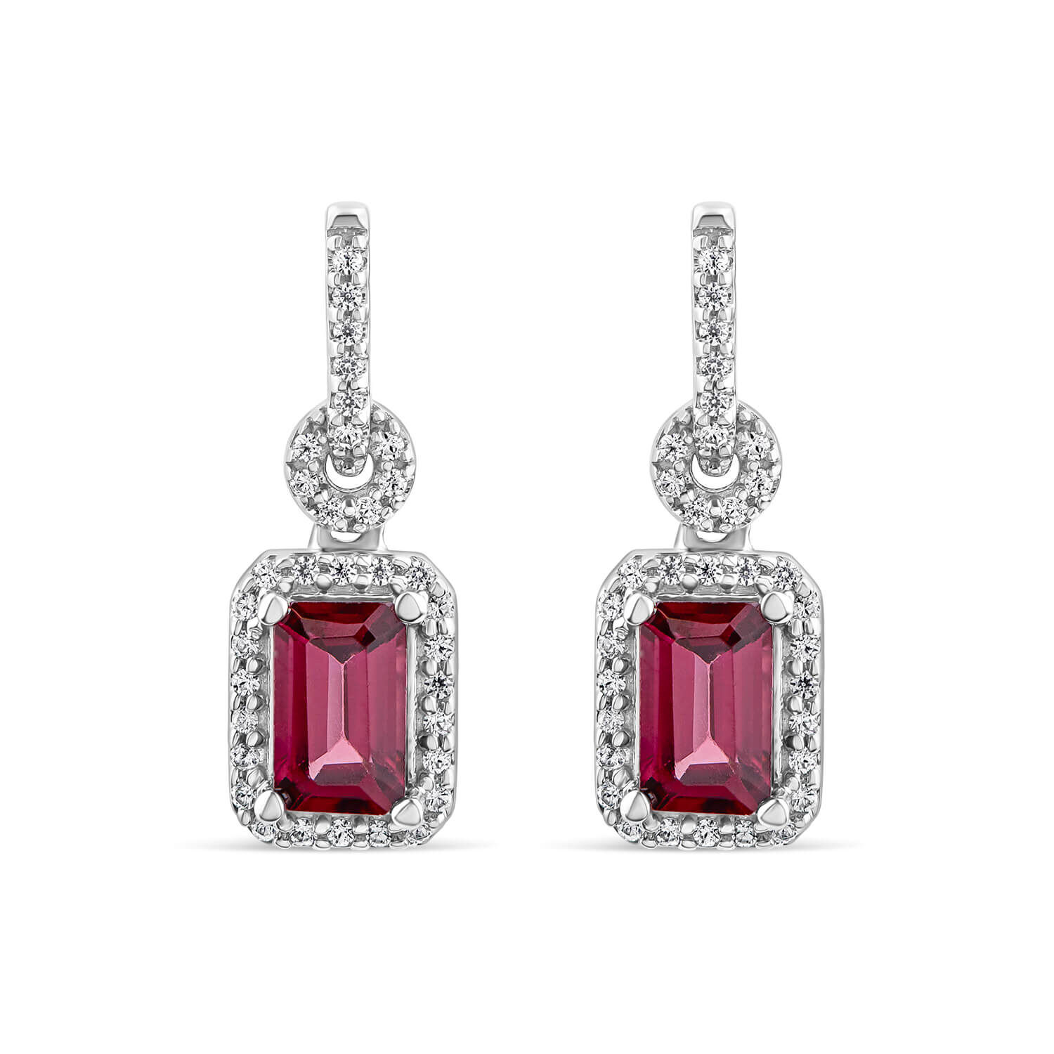 Garnet stud store earrings white gold