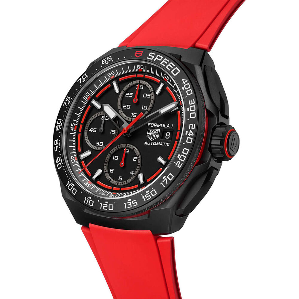 TAG Heuer Formula 1 Chronograph 44mm Black & Red Dial Red Rubber Strap Watch