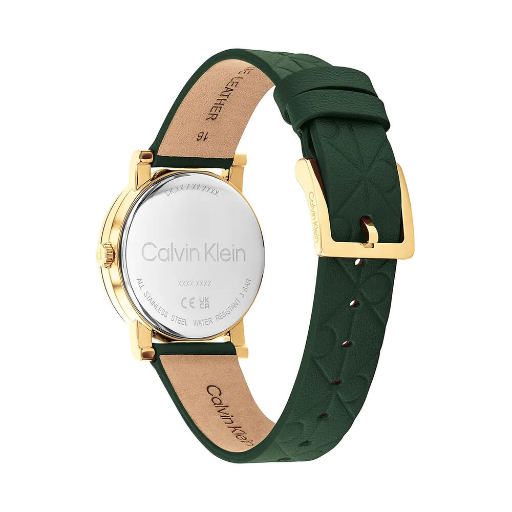 Calvin Klein Monogram 32mm Green Dial Green Leather Strap Watch image number 2