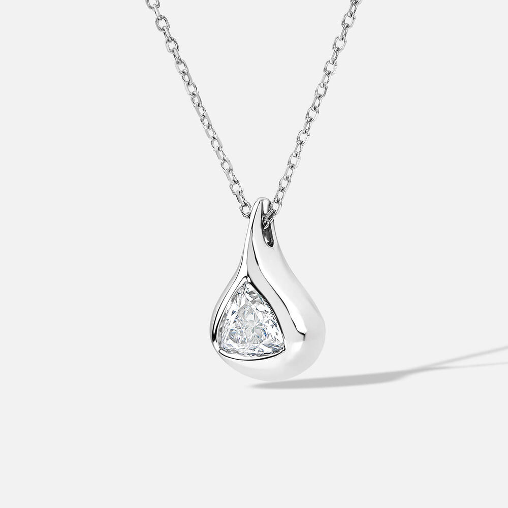 Born Orbit 9ct White Gold Lab Grown 0.50ct Trillion Cut Diamond Pendant