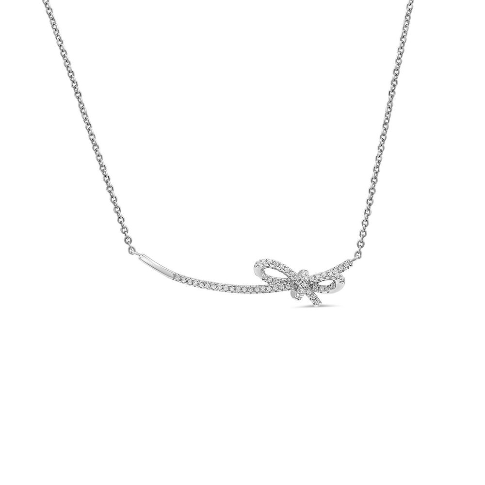Sterling Silver Cubic Zirconia Bow Hammock Necklet image number 0