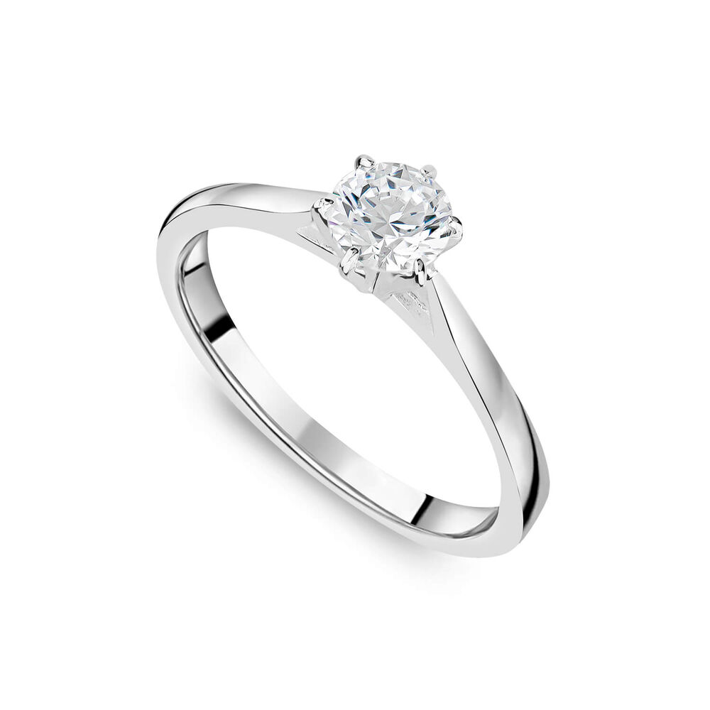 Sterling Silver 6 Claw Cubic Zirconia Small Solitaire Promise Ring image number 0