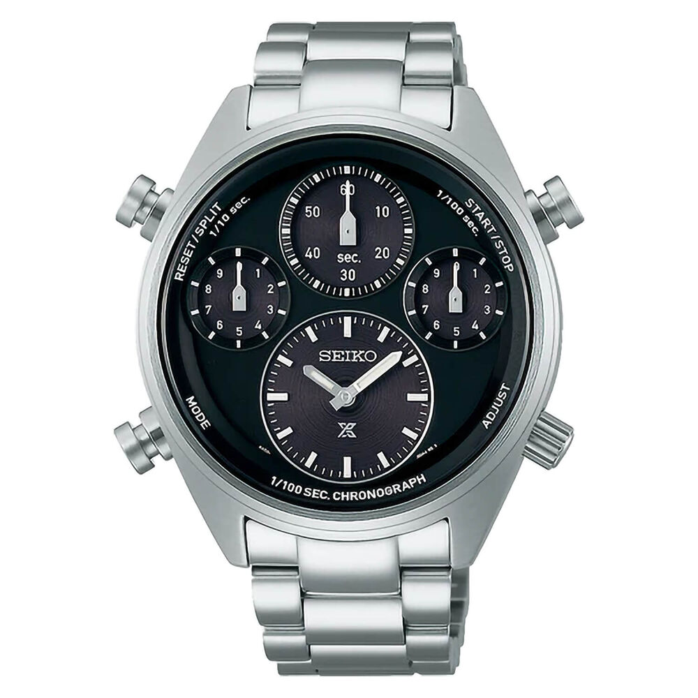 Seiko Prospex Speedtimer Solar Chronograph 42mm Black Dial Steel Bracelet Watch image number 0