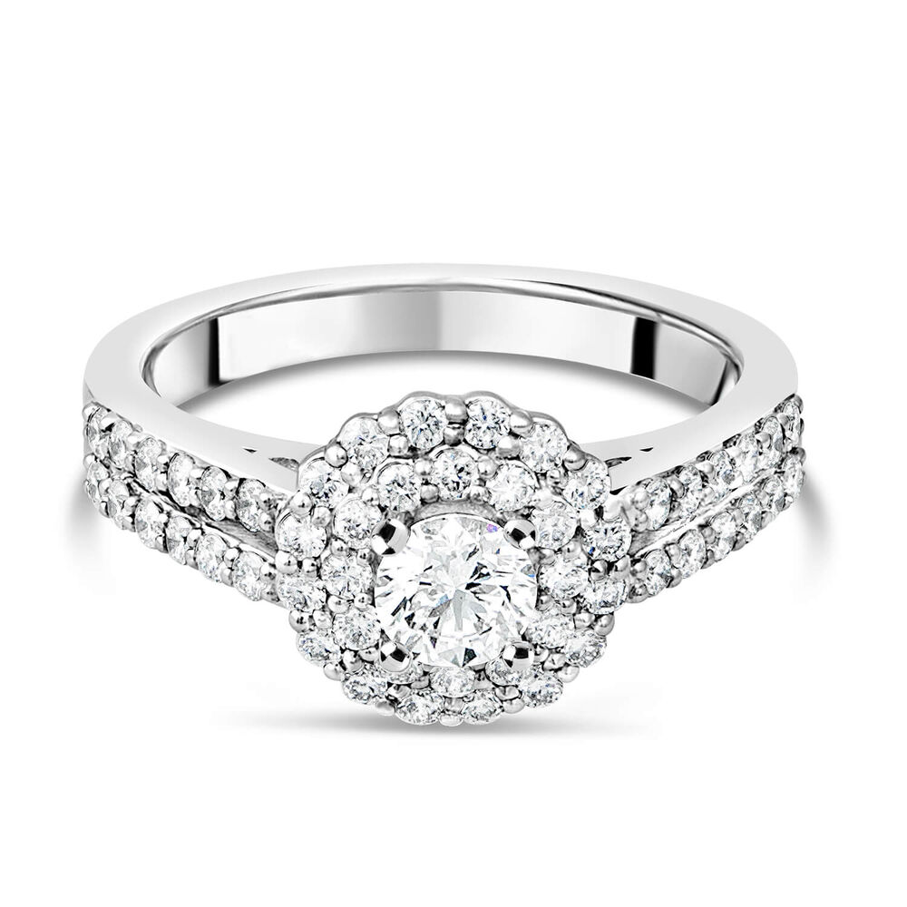 Ladies 18ct White Gold and Diamond Halo Engagement Ring image number 4