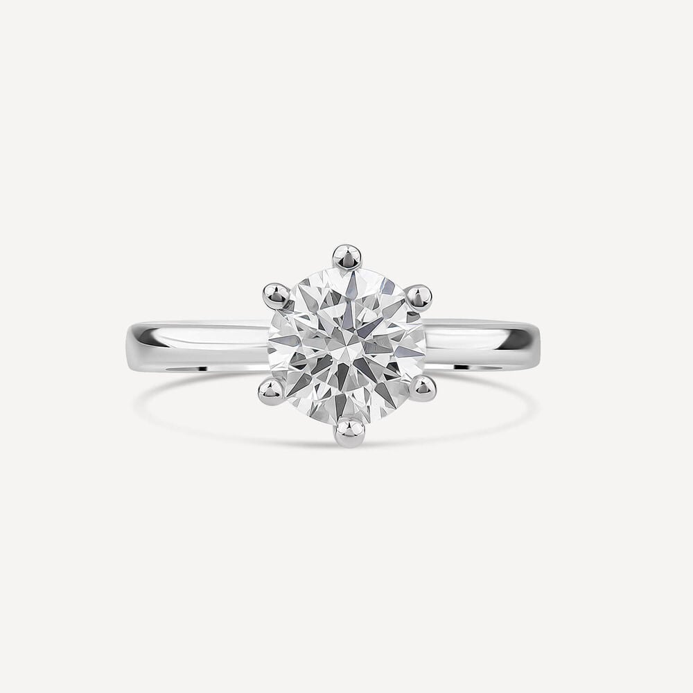 Born Platinum 1.50ct Round Lab Grown Diamond 6 Claw Set Solitaire Ring image number 1